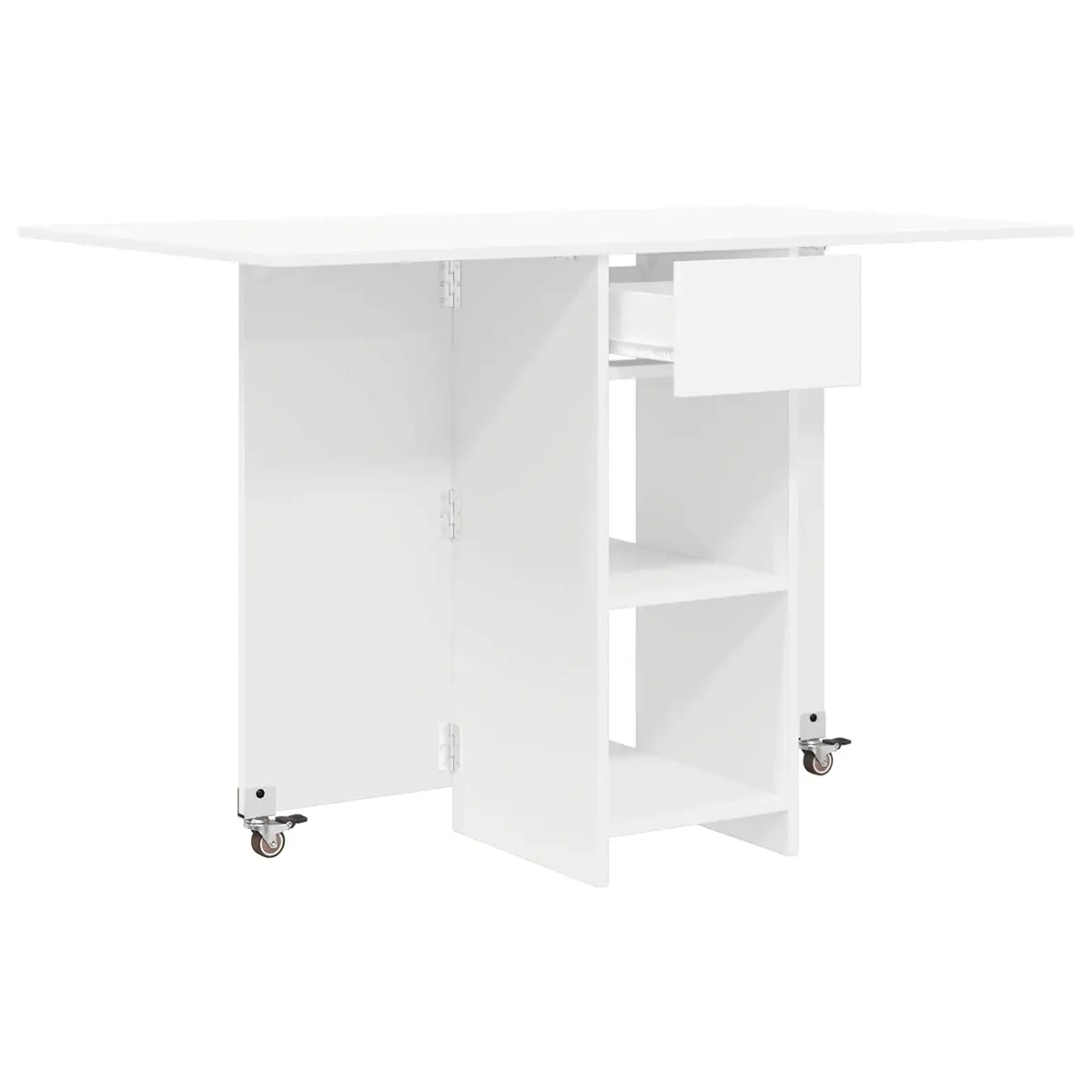 White Dining Table with Storage Shelves