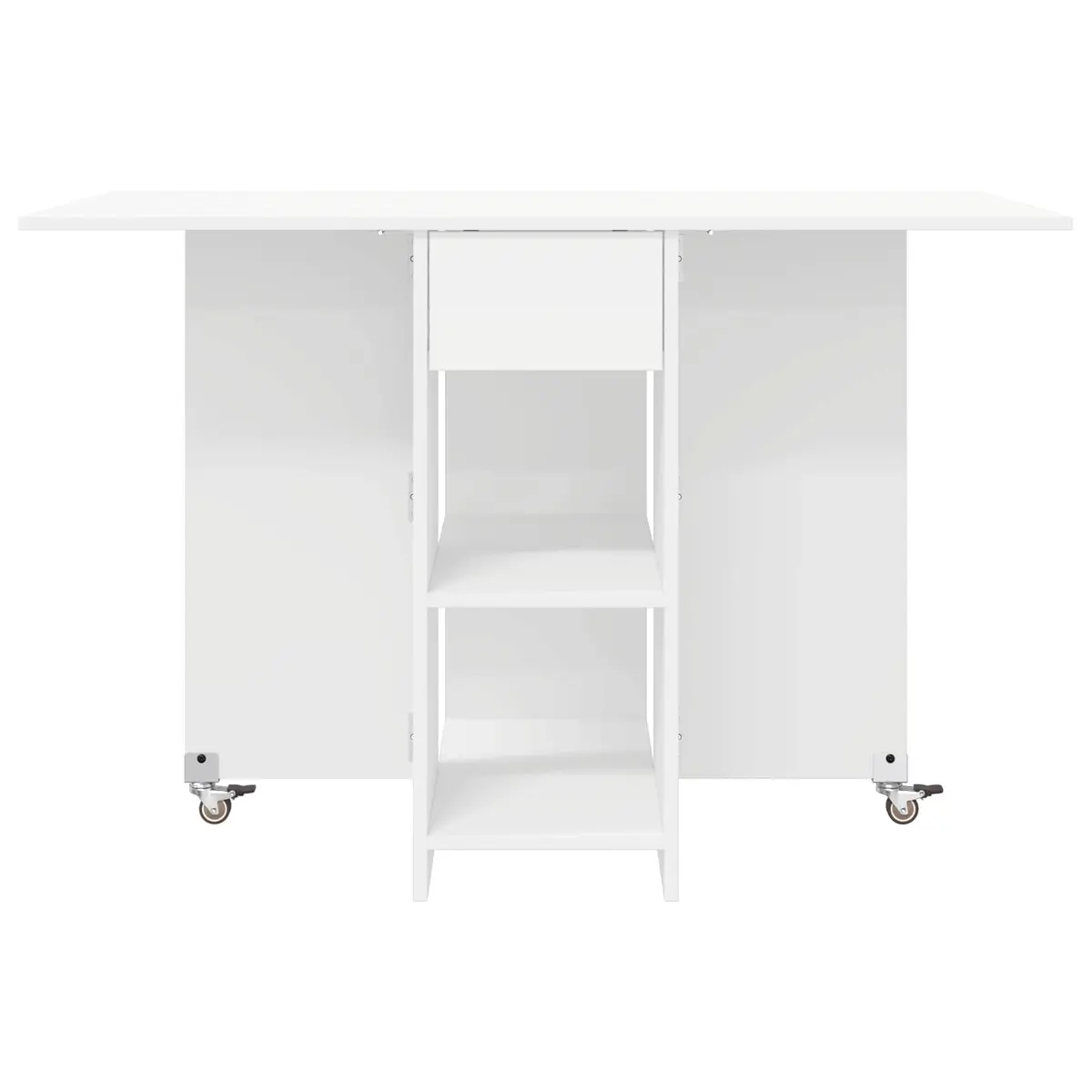 White Dining Table with Storage Shelves