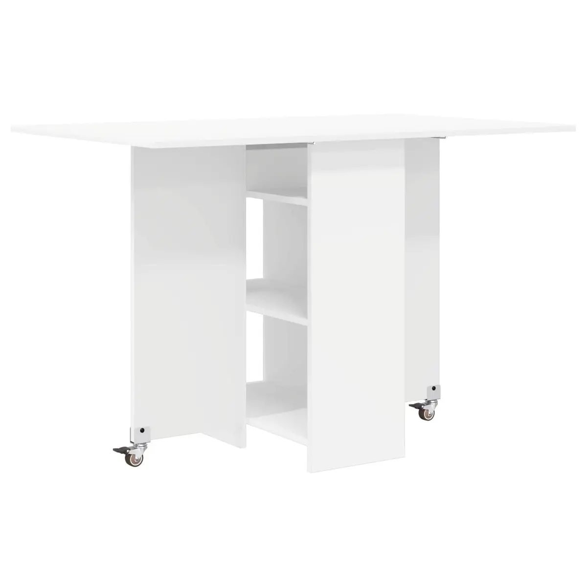 White Dining Table with Storage Shelves