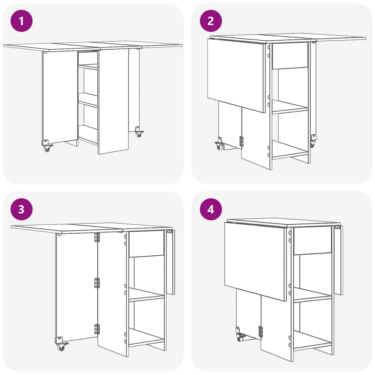 White Dining Table with Storage Shelves