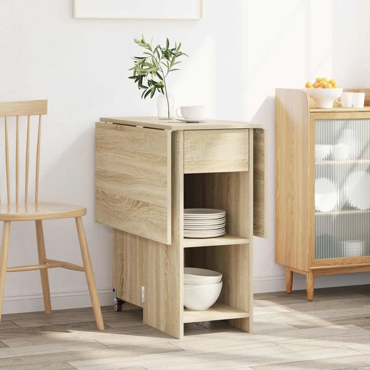 Dining Table with Storage Shelves