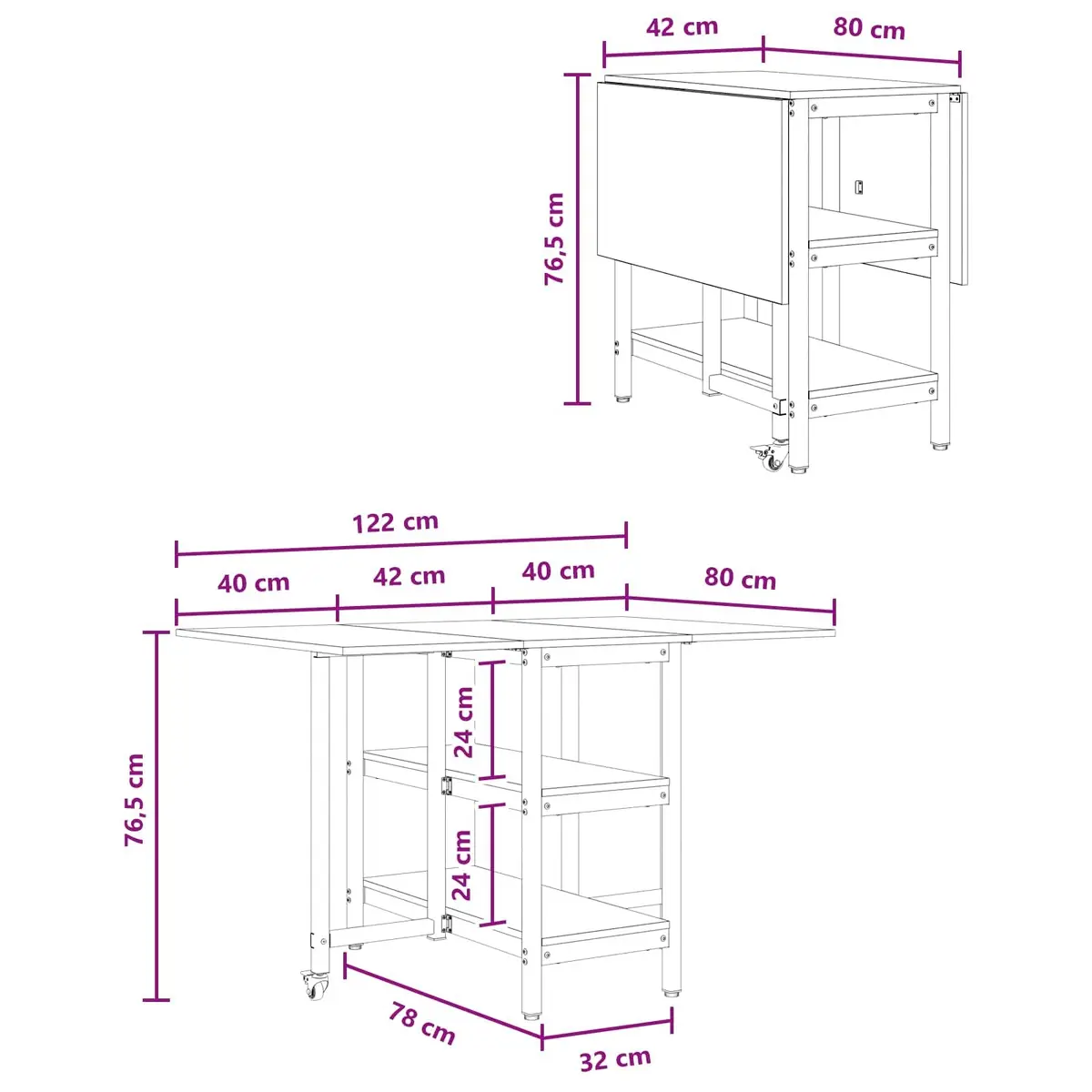 Black Oak Dining Table 122x80x76.5cm