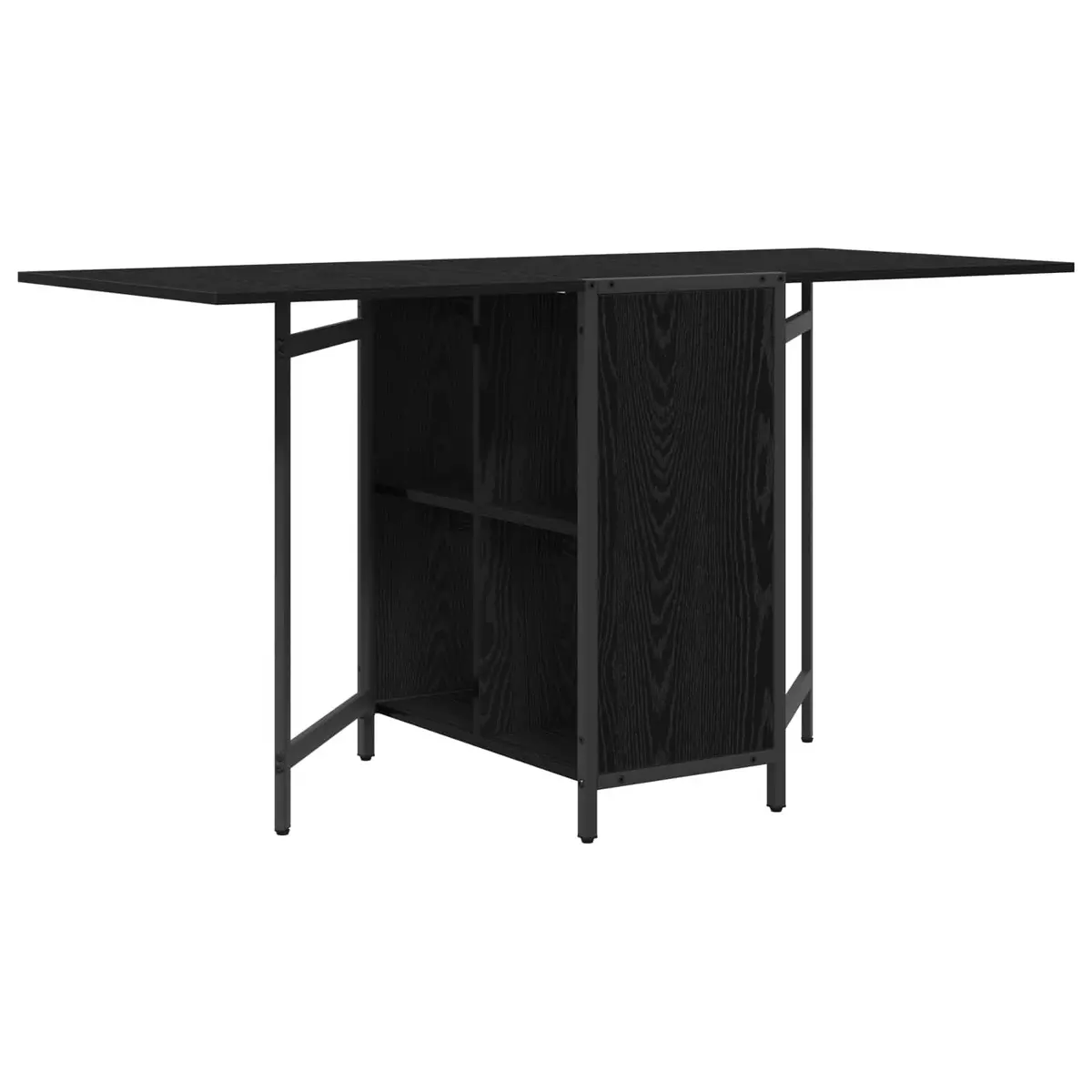 Extendable Dining Table 144x60x75cm Black Oak Kitchen Room Furniture Rectangular