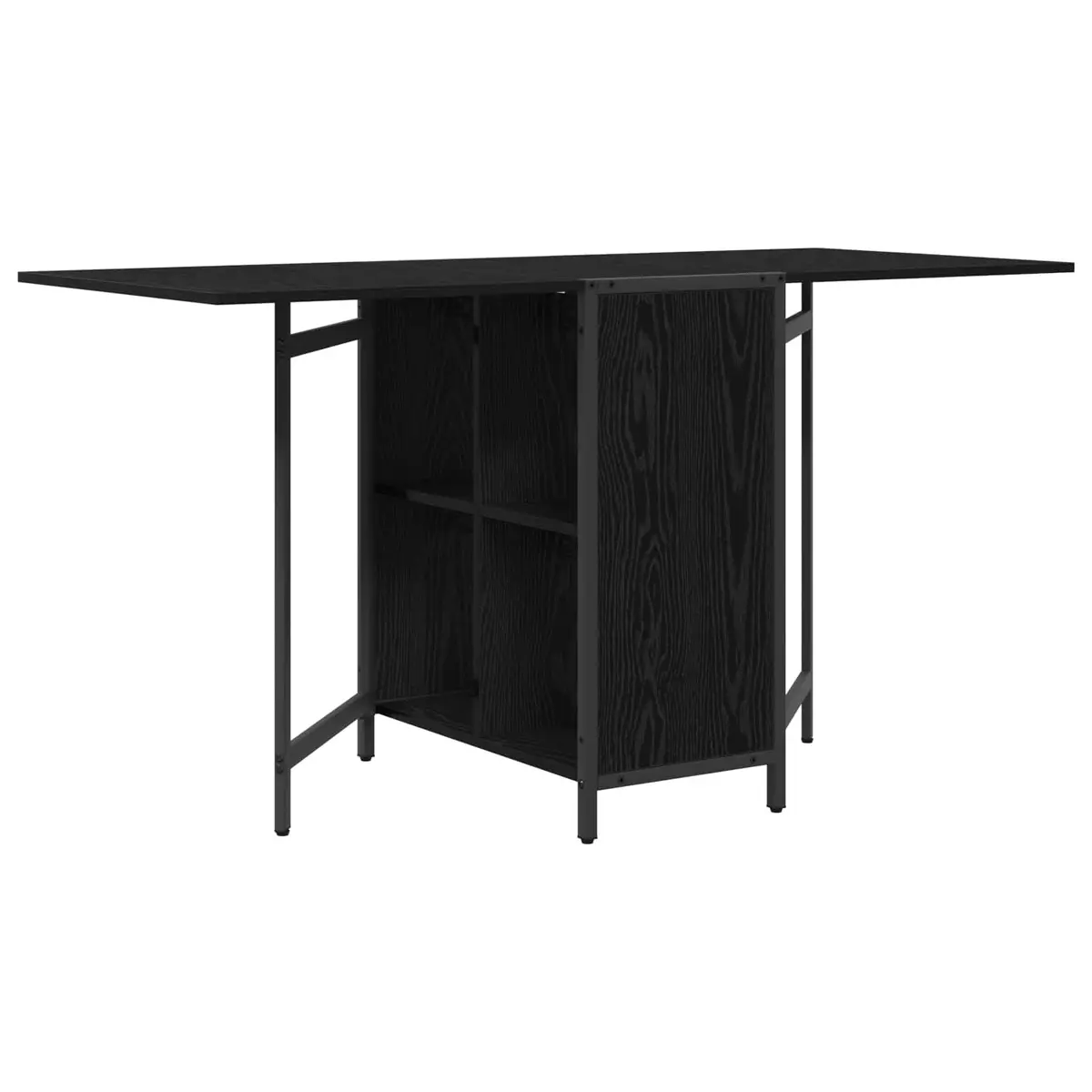 Extendable Dining Table 144x60x75cm Black Oak Kitchen Room Furniture Rectangular