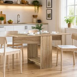 Dining Table Extendable Folding Tabletop Kitchen Brown Engineered Wood 138x70cm