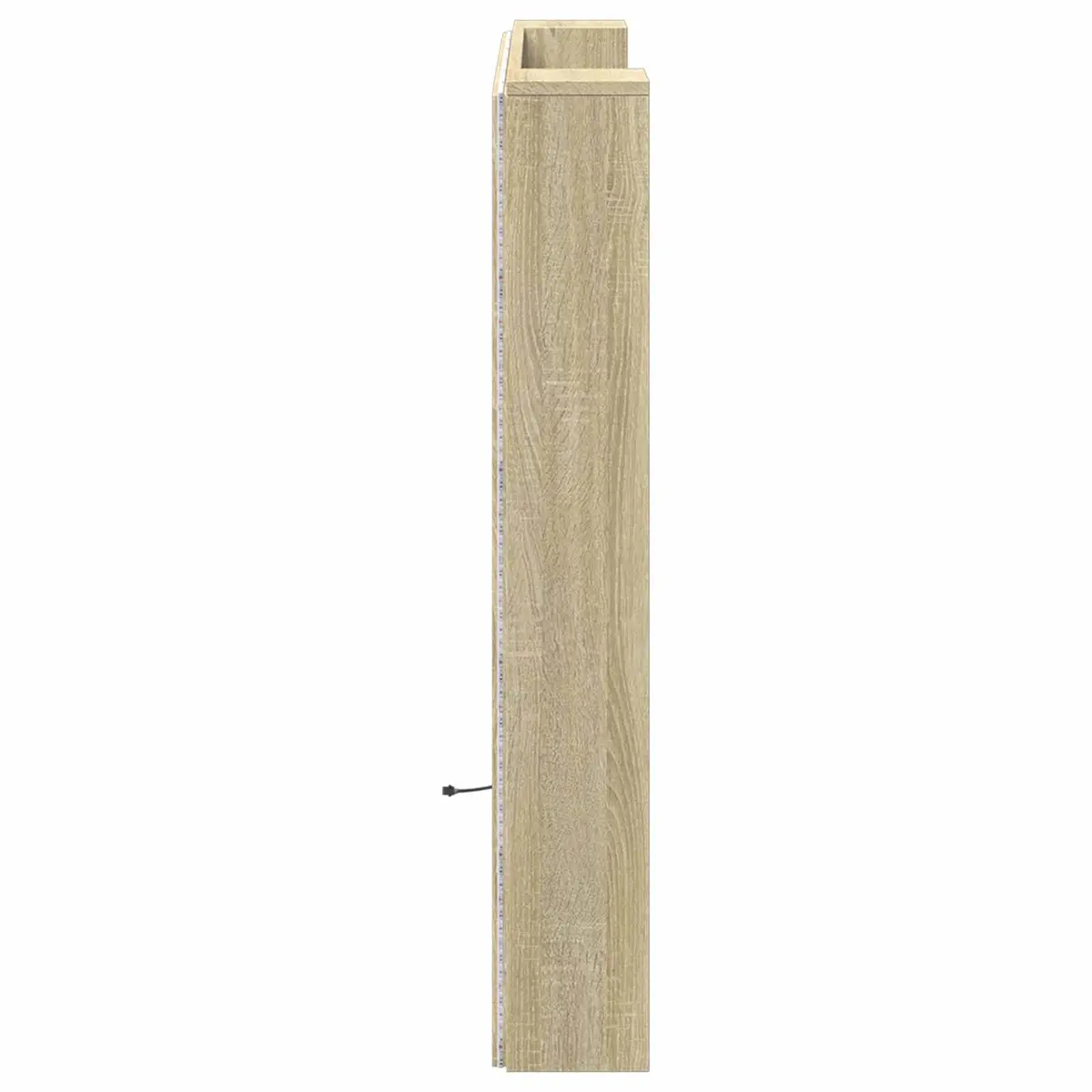 Headboard Cabinet Storage Wall-Mounted 120cm Tan Modern with LED Lights
