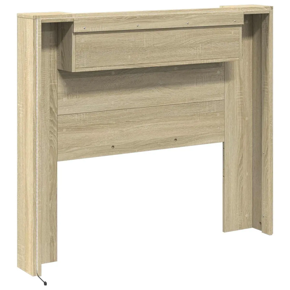 Headboard Cabinet Storage Wall-Mounted 120cm Tan Modern with LED Lights