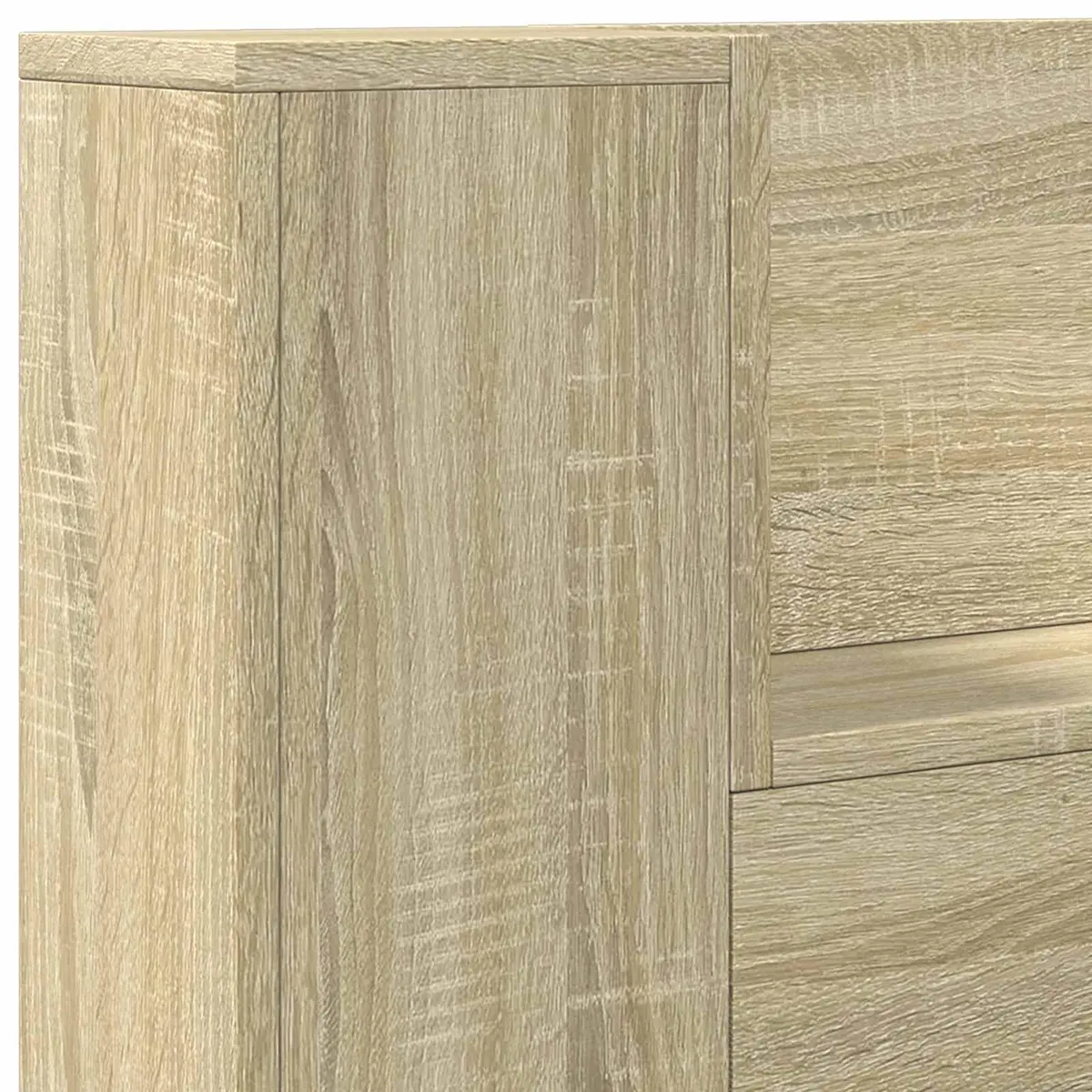 Headboard Cabinet Storage Wall-Mounted 120cm Tan Modern with LED Lights