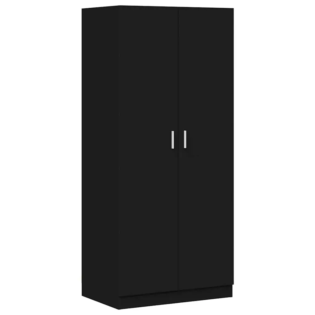 Wardrobe Cabinet Storage Cupboard 80x52x180 cm Black Engineered Wood Hanging Rod