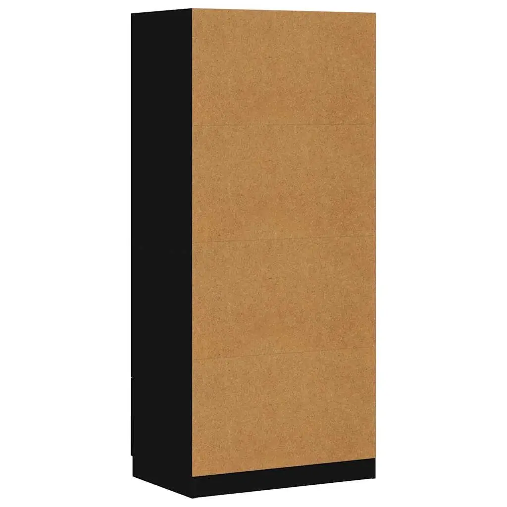 Wardrobe Cabinet Storage Cupboard 80x52x180 cm Black Engineered Wood Hanging Rod