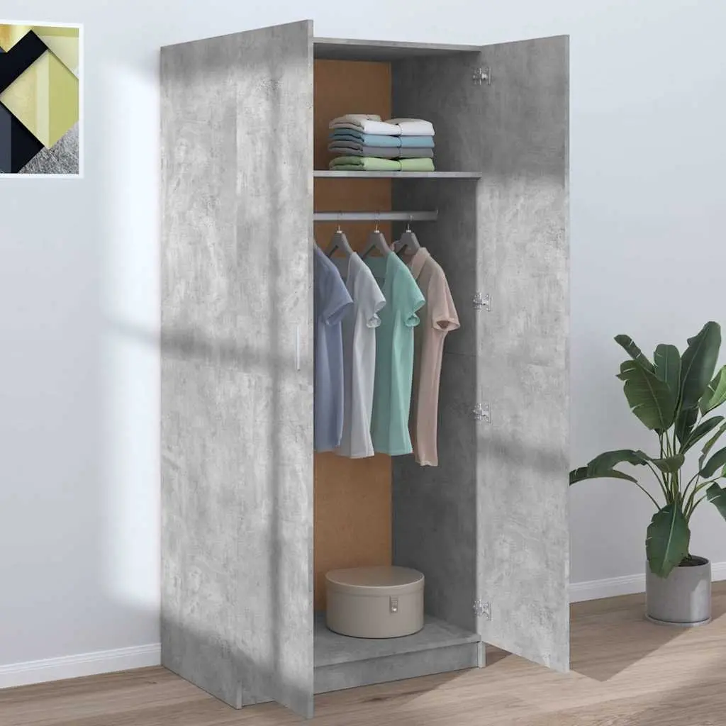 Wardrobe Storage Cabinet Grey 80x52x180 cm Engineered Wood