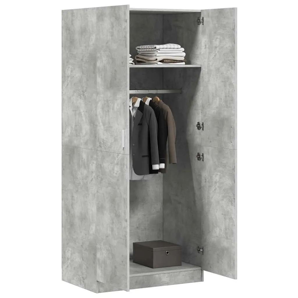 Wardrobe Storage Cabinet Grey 80x52x180 cm Engineered Wood