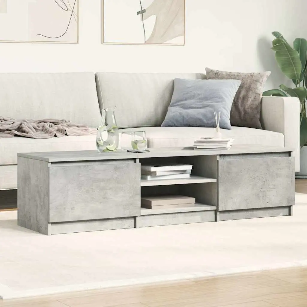 TV Cabinet Storage Unit 140x40x35.5 cm Grey 2 Doors Open Compartments