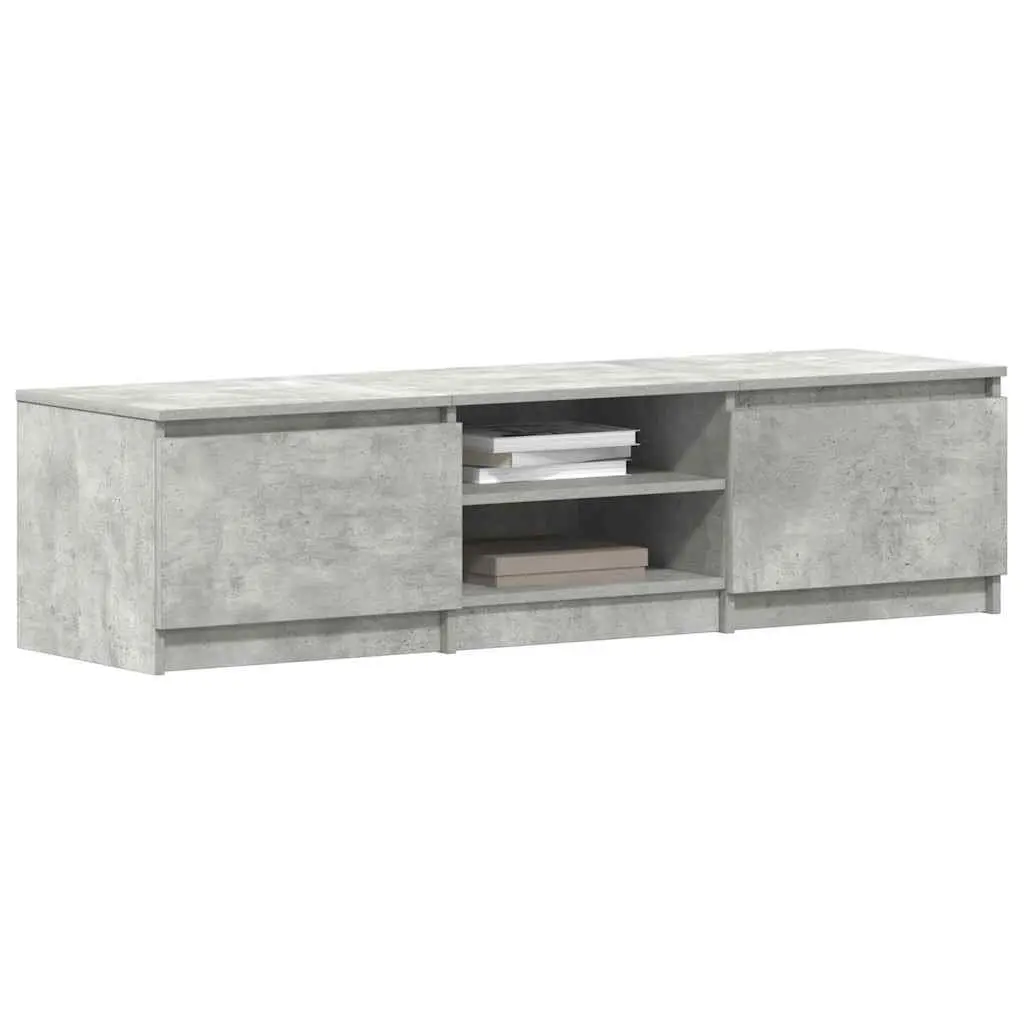 TV Cabinet Storage Unit 140x40x35.5 cm Grey 2 Doors Open Compartments