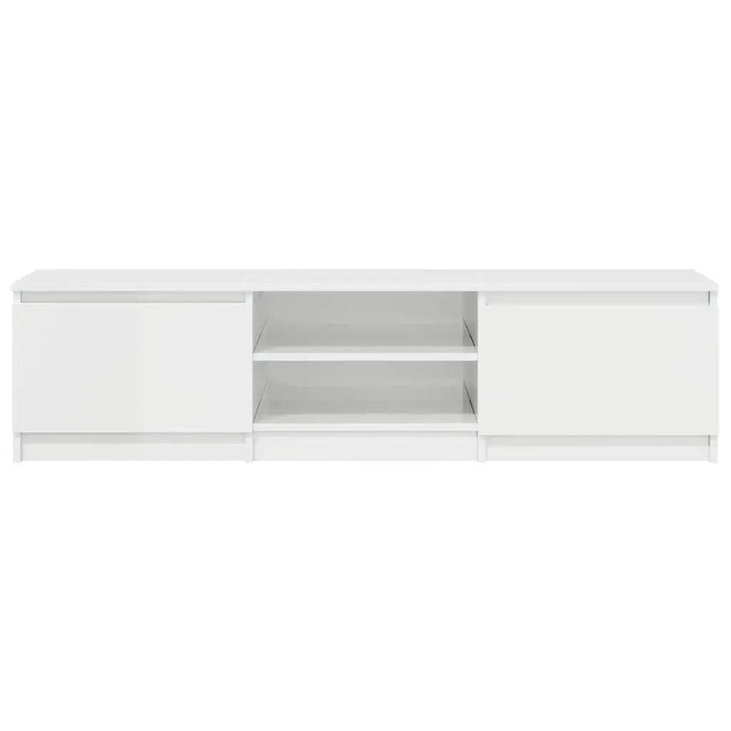 TV Cabinet White High Gloss 140cm Wide Modern Living Room Media Entertainment