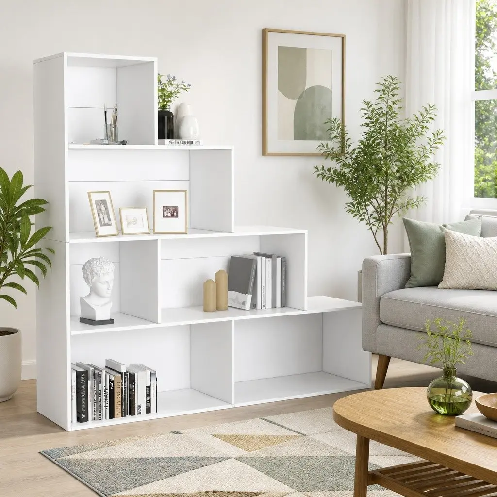 Book Cabinet Room Divider Storage Unit 155x24x160 cm White Open Shelf