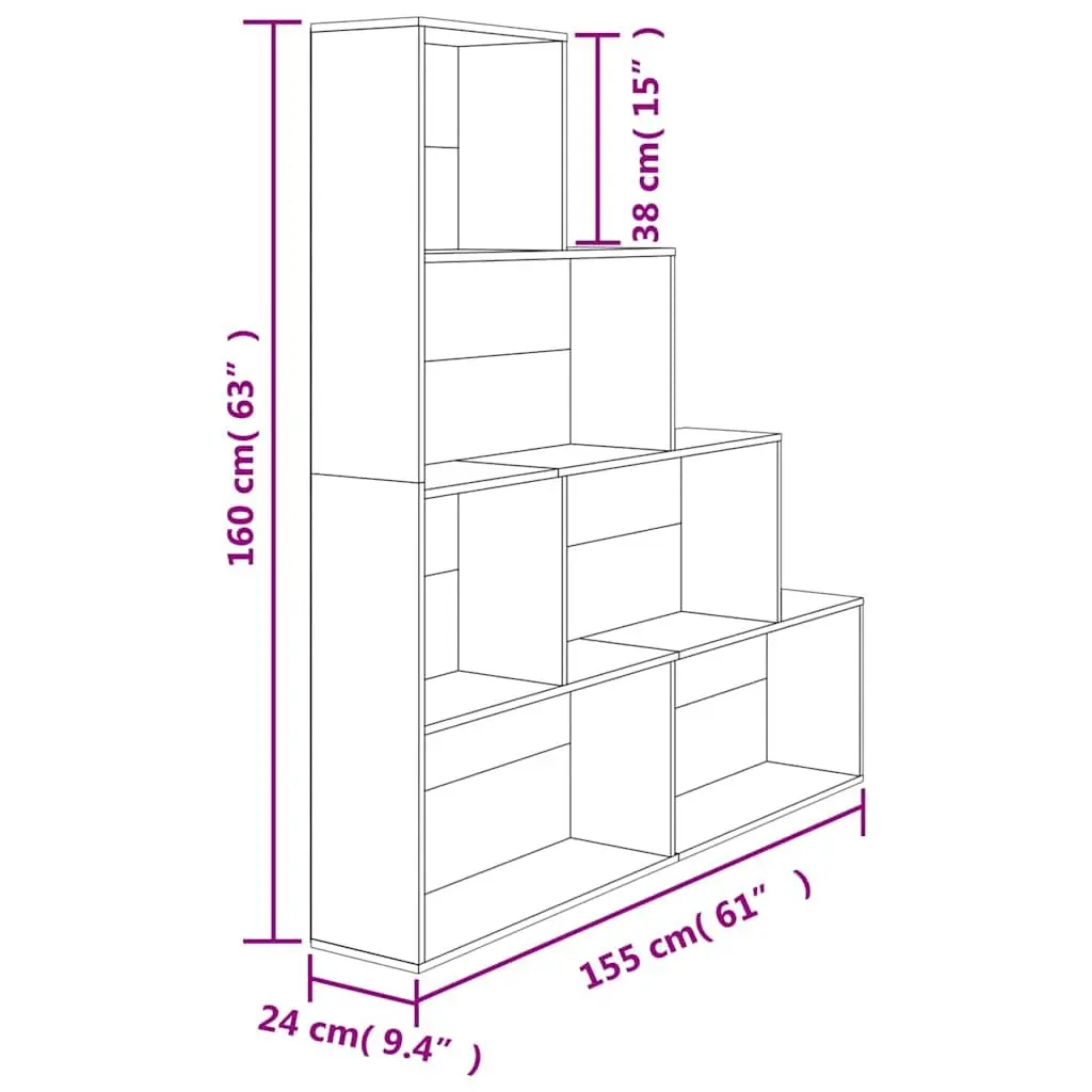 Book Cabinet Room Divider 155x24x160cm Brown 6-Shelf Storage Rack Engineered Wood