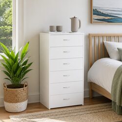 White Sideboard Cabinet with 6 Drawers: Practical Choice