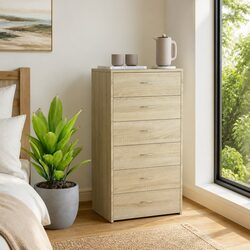 Reliable Brown Storage Sideboard with 6 Spacious Drawers
