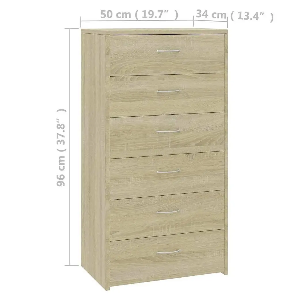 Brown Storage Sideboard with 6 Spacious Drawers