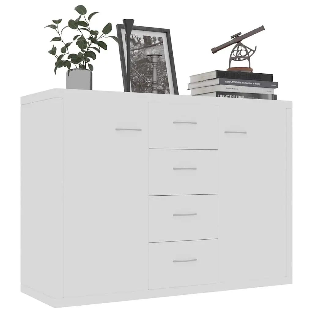 Sideboard Storage Unit 88x30x65cm White with 4 Drawers 2 Doors