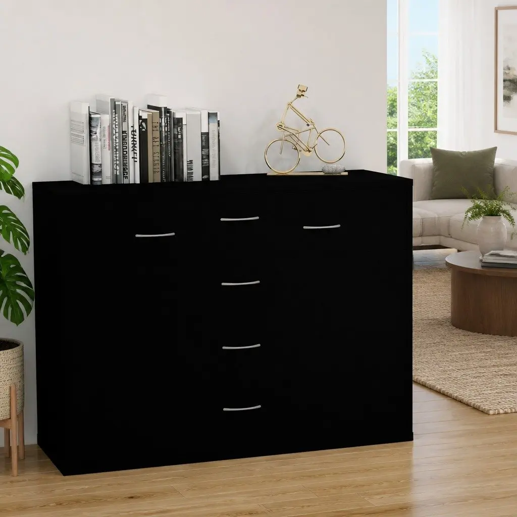 Black Sideboard with 4 Storage Drawers