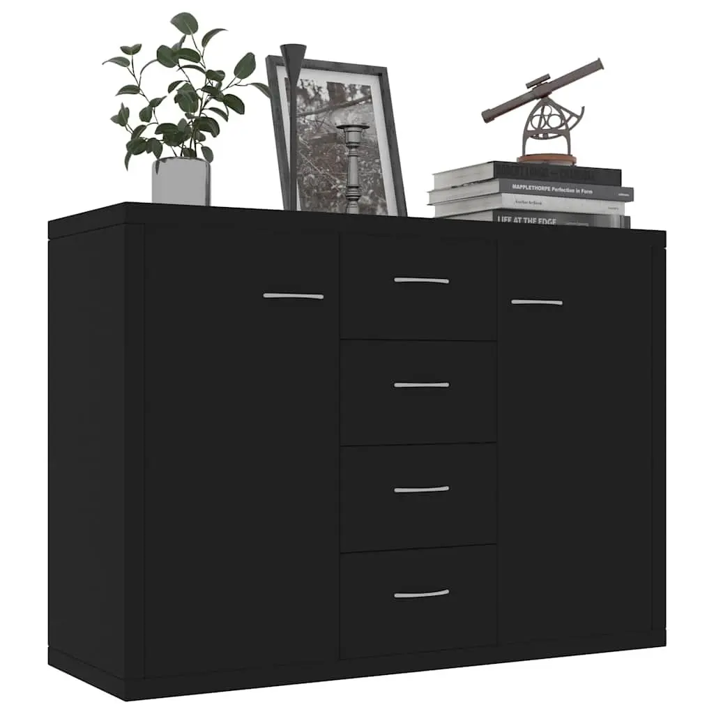 Black Sideboard with 4 Storage Drawers