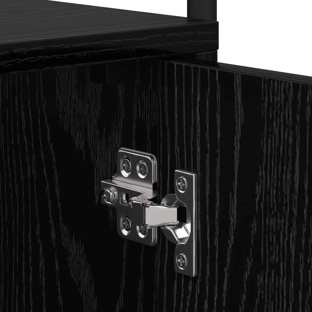 Bedside Cabinet 2 pcs Black Engineered Wood Storage Bedroom Nightstand Table