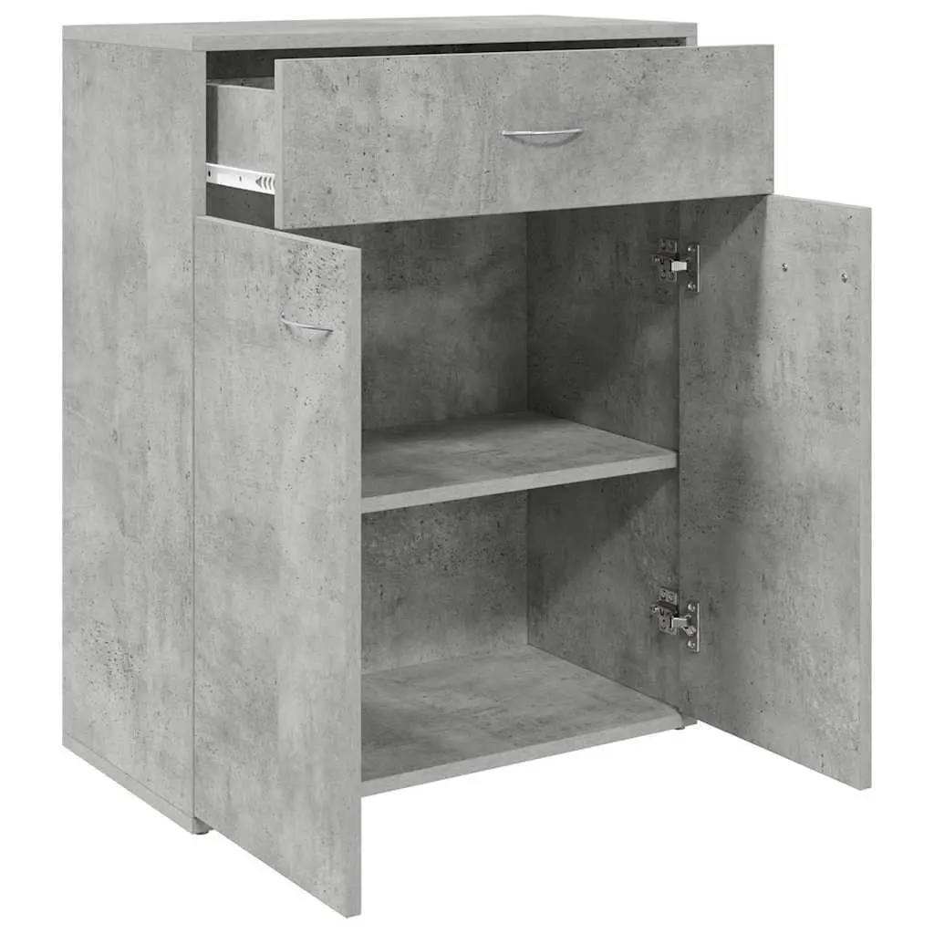 Minimalist Storage Cabinet Grey 60x30x75cm with 2 Doors and Drawer