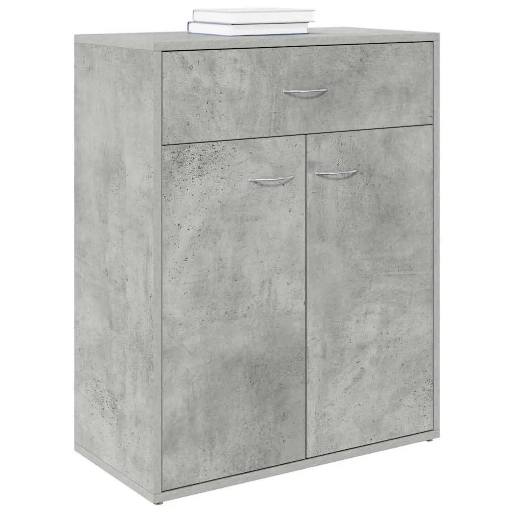 Minimalist Storage Cabinet Grey 60x30x75cm with 2 Doors and Drawer