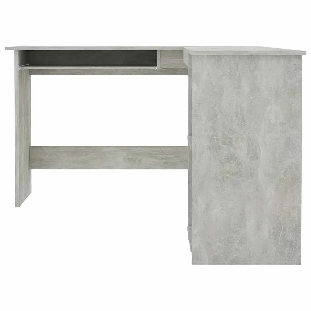 Grey L-Shaped Corner Desk with Open Shelves