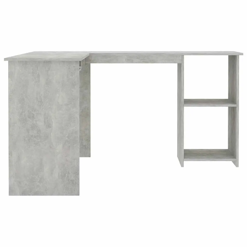Grey L-Shaped Corner Desk with Open Shelves