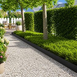 Garden Lawn Edging 10 Pieces 103 x 20 cm Steel Metal Black Borders