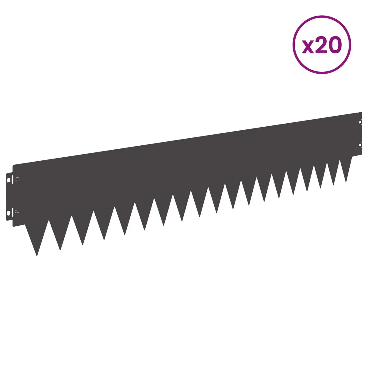Garden Lawn Edging Steel Black Border 103 x 20 cm Flexible 20 Pieces