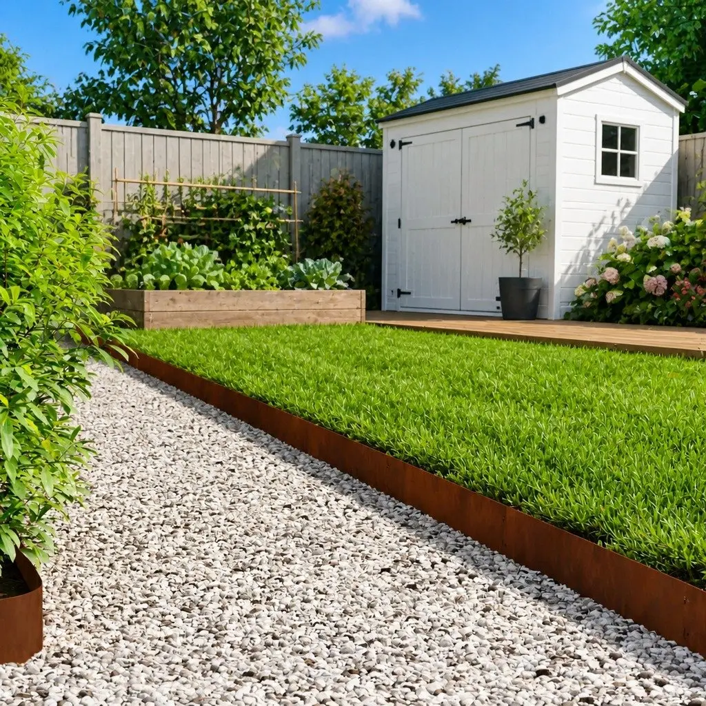 Steel Lawn Edging Interlocking Flexible 10 Pieces Outdoor Brown