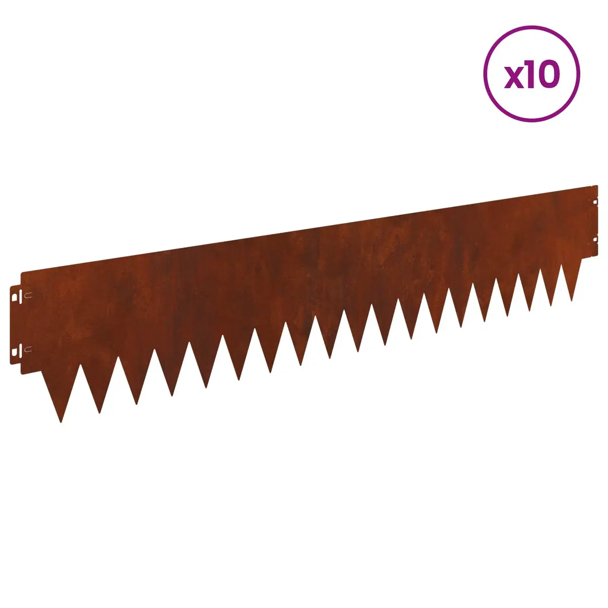 Steel Lawn Edging Interlocking Flexible 10 Pieces Outdoor Brown