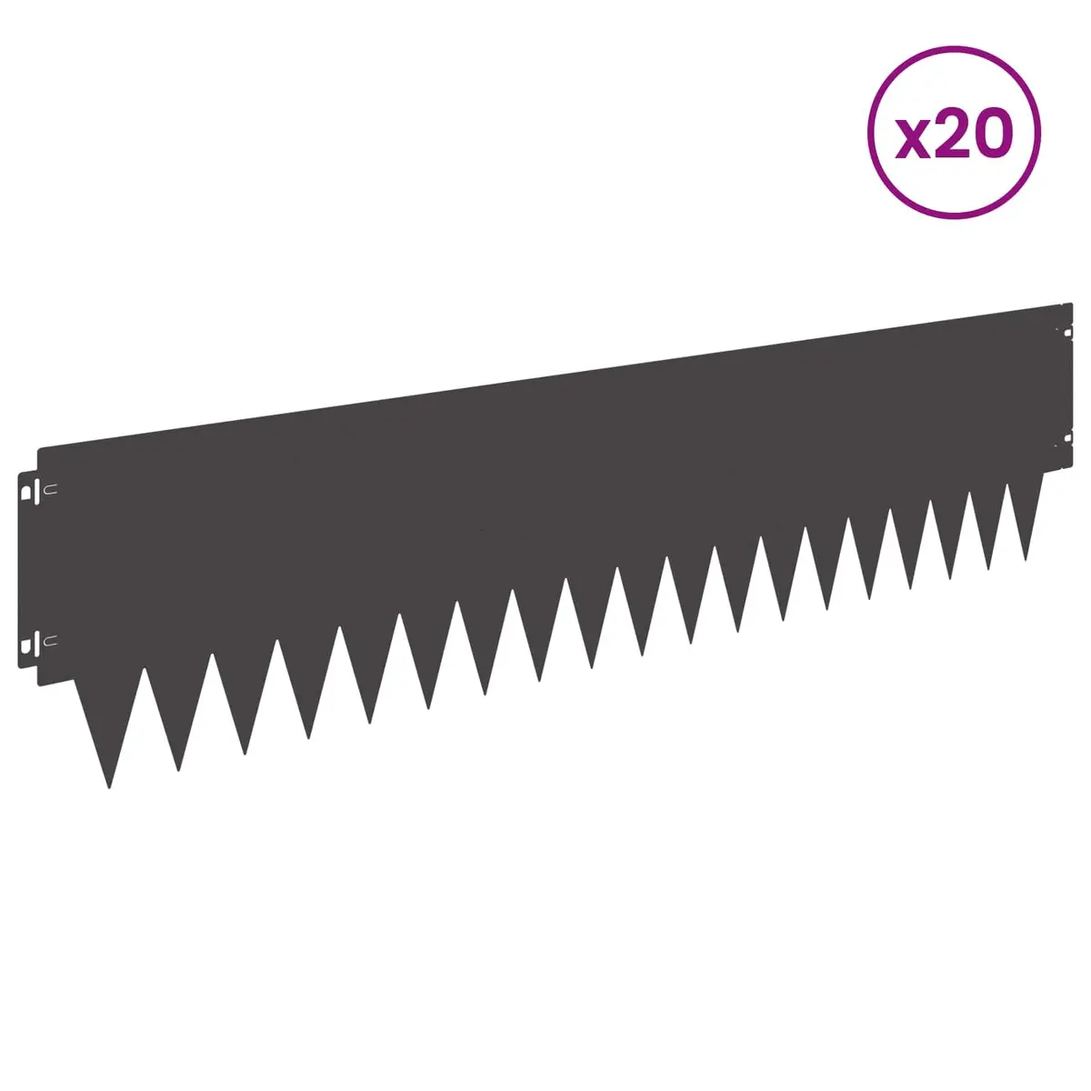 Steel Lawn Edging Interlocking System 103 x 25 cm Black 20 Piece