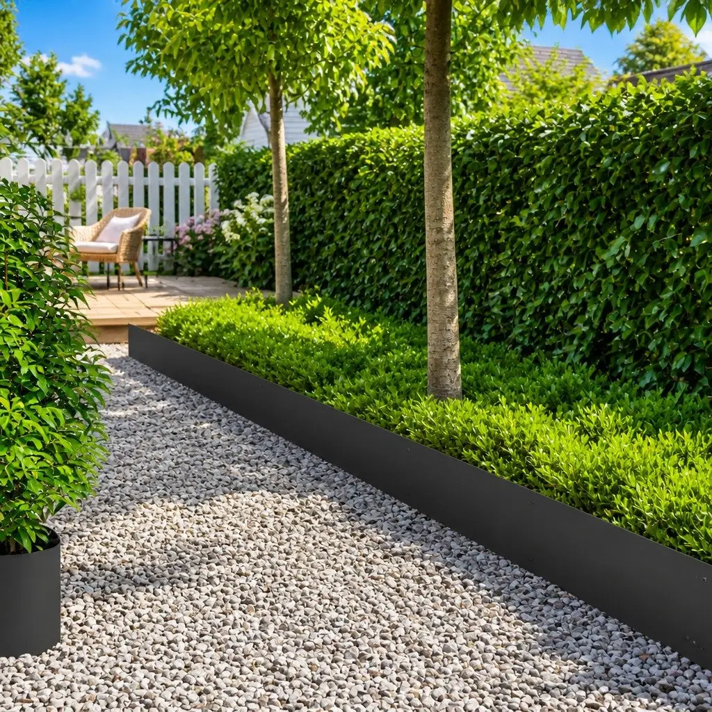 Steel Lawn Edging Flexible 103 x 30 cm Black 10 Piece