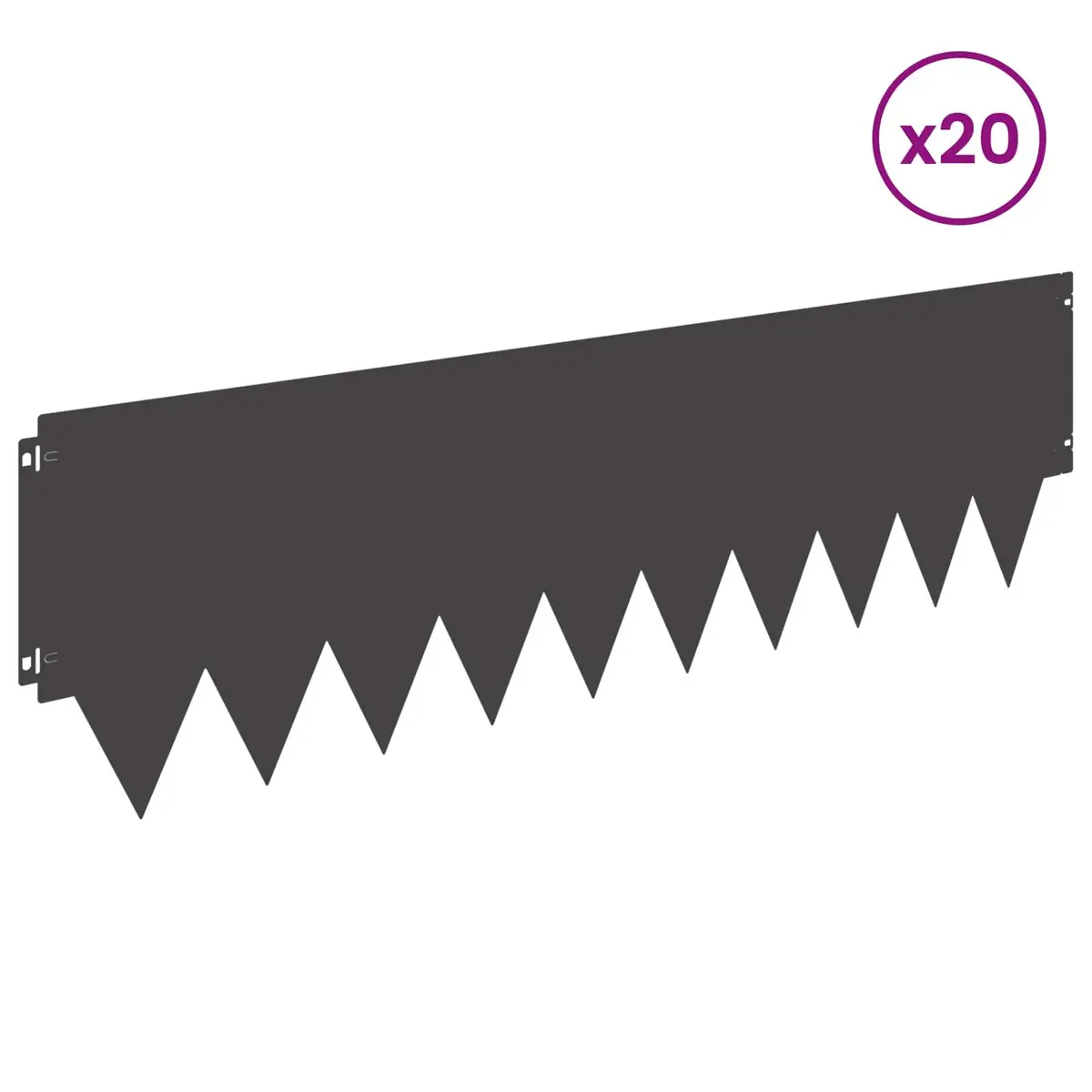 Steel Lawn Edging Garden Border Flexible Interlocking 20 Pieces Black Metal