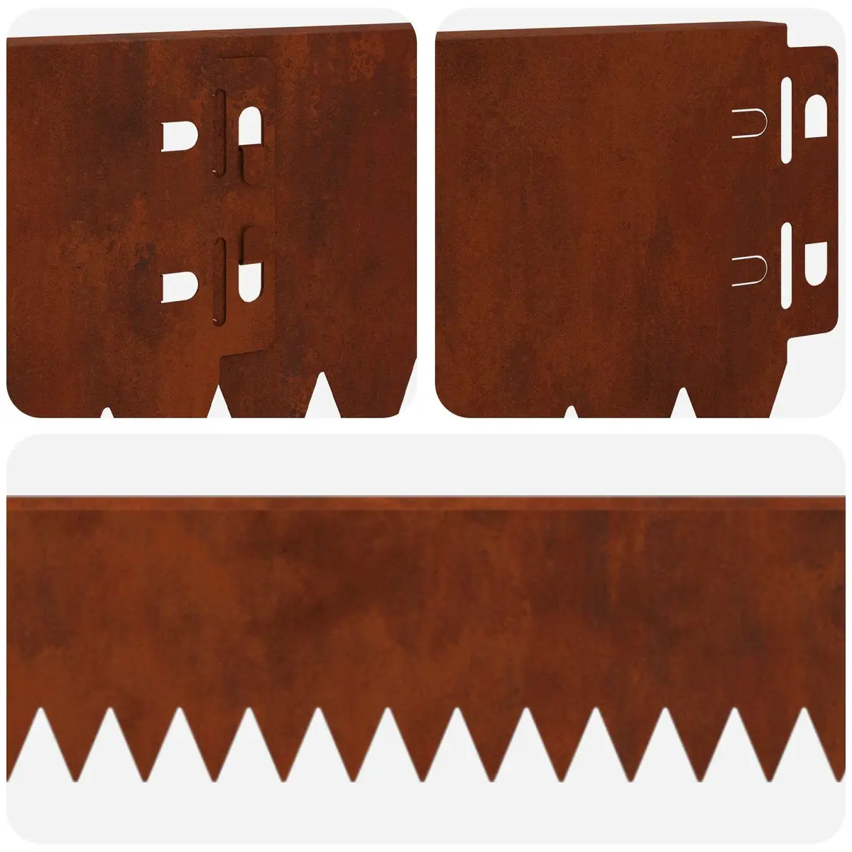 Garden Lawn Edging Steel Border Edge 103x10cm Rusty Brown 10 Piece