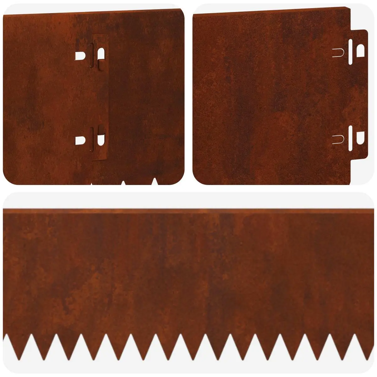Steel Garden Lawn Edge Border 10 Piece Bent Top 103x15cm Brown