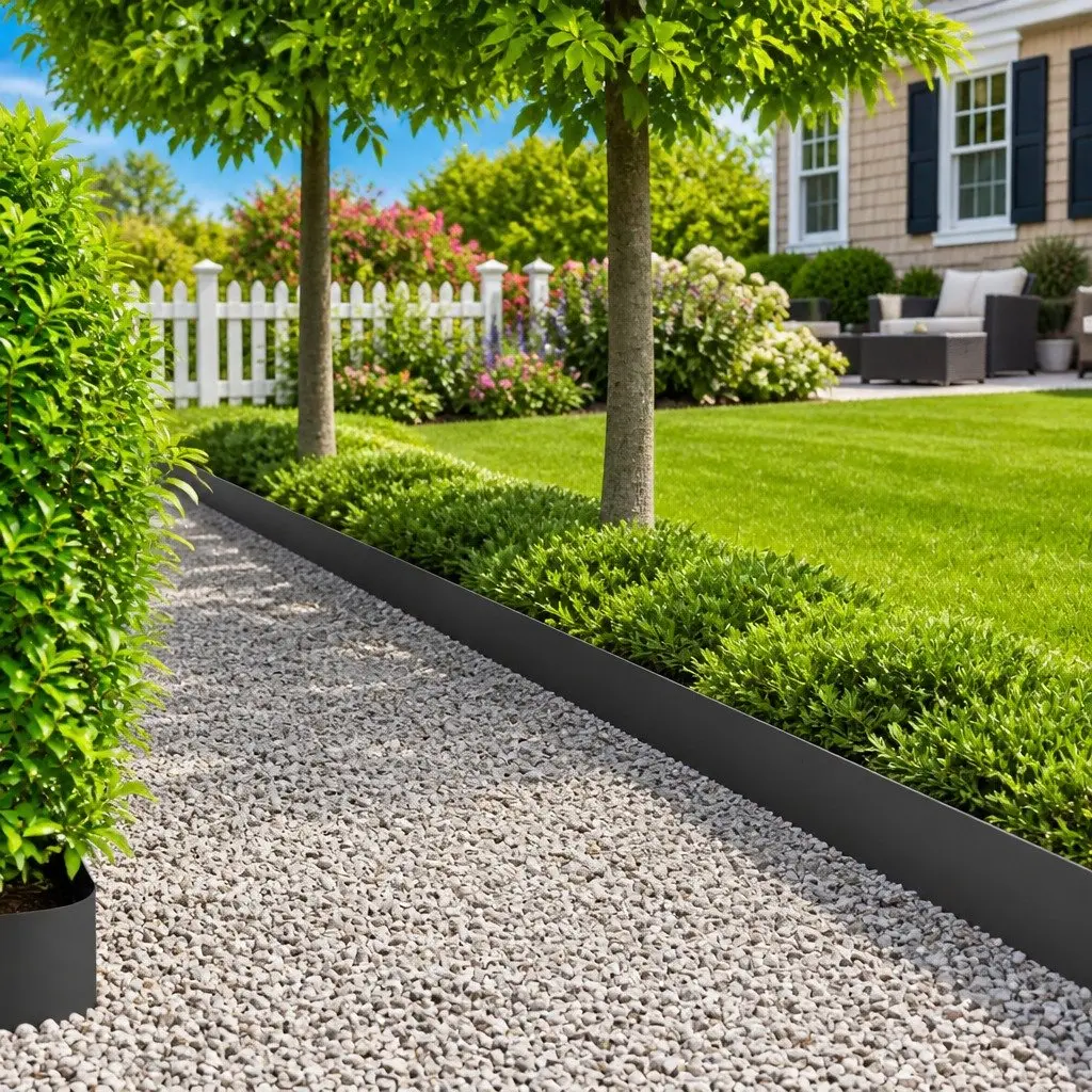 Garden Lawn Edging Steel Border 103x20cm Fold Top Landscape Edge Black 20 Piece