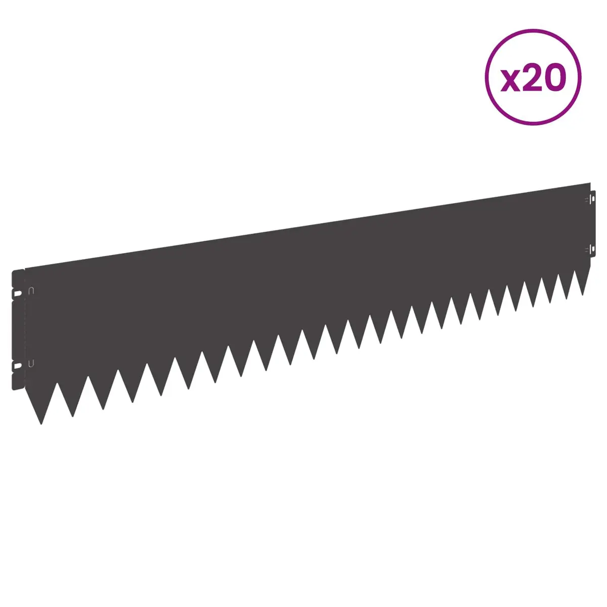 Garden Lawn Edging Steel Border 103x20cm Fold Top Landscape Edge Black 20 Piece