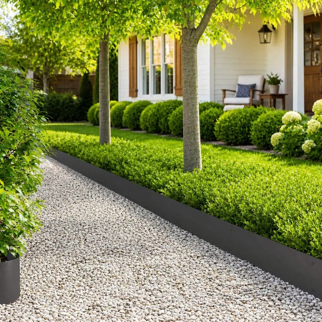 Steel Garden Border Fence Black 103x25cm Lawn Edging 10 Piece