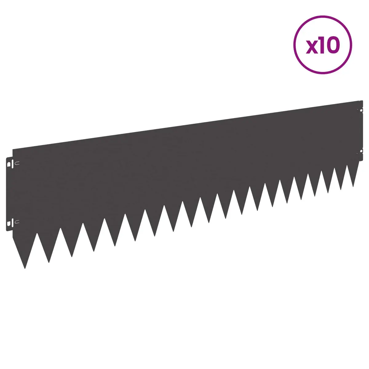 Steel Garden Border Fence Black 103x25cm Lawn Edging 10 Piece