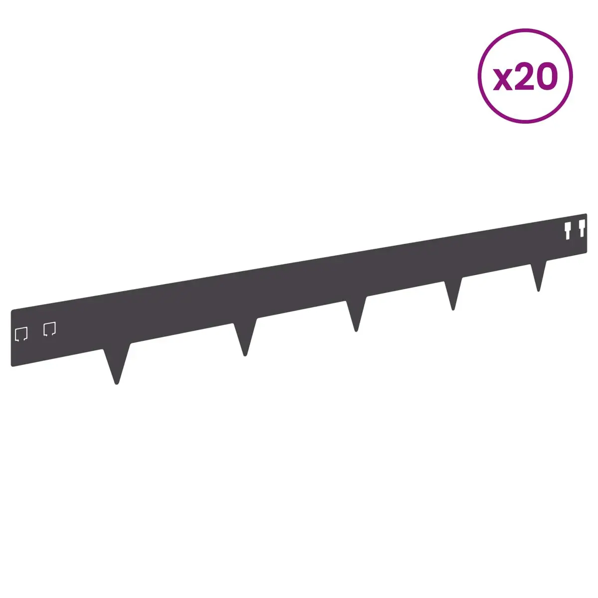 Garden Lawn Edging Steel Border Flexible Landscaping 100 x 12 cm Black 20 Piece