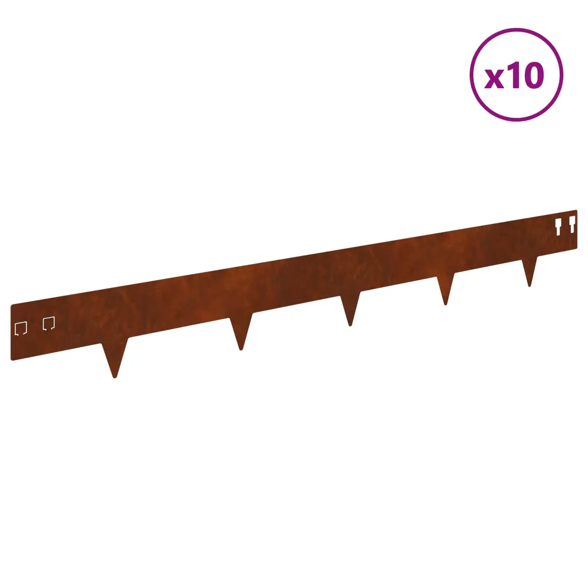 Steel Garden Lawn Edging 100x12cm Brown 10 Piece Border Edge