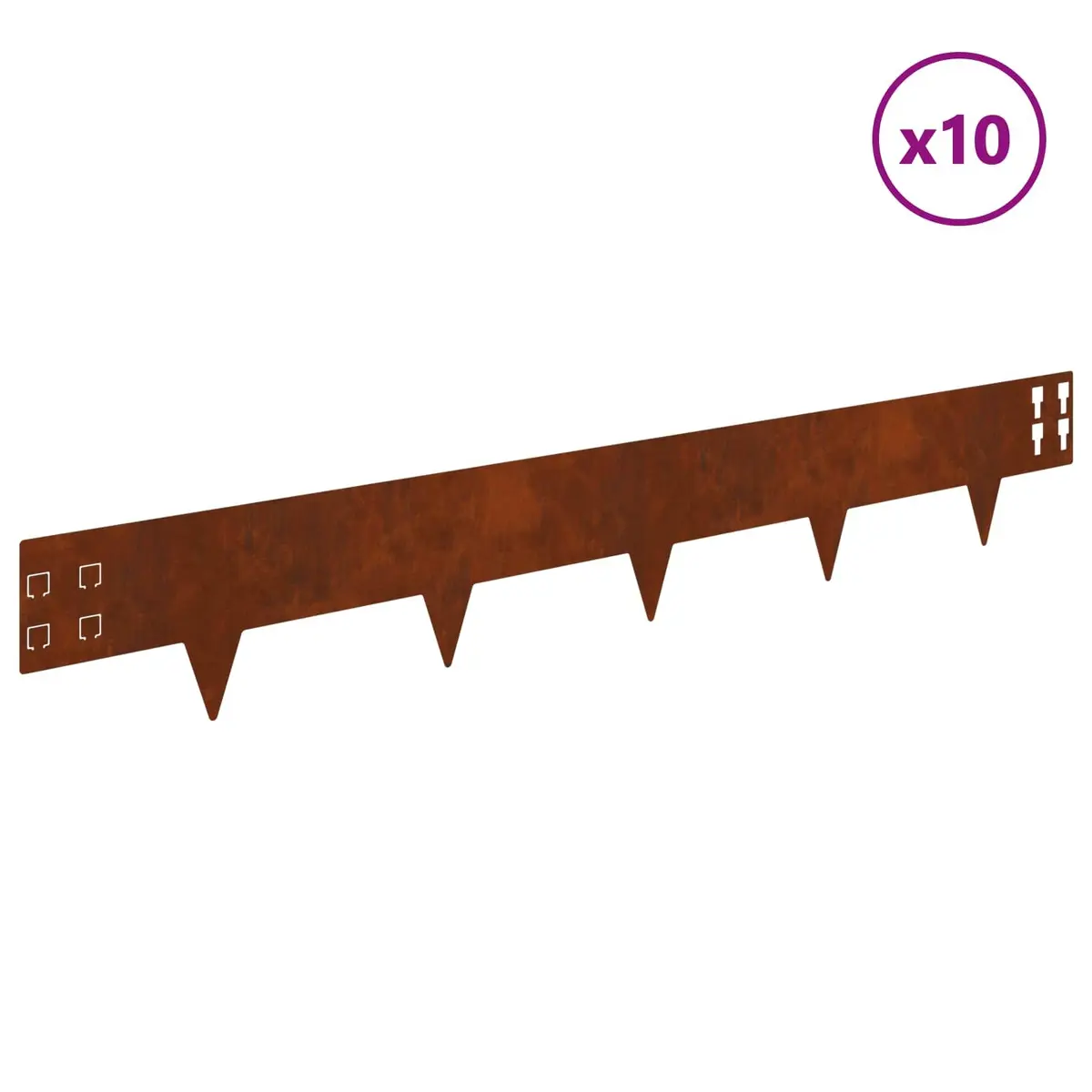 Garden Lawn Edging Steel Border 100x15cm Brown 10 Piece