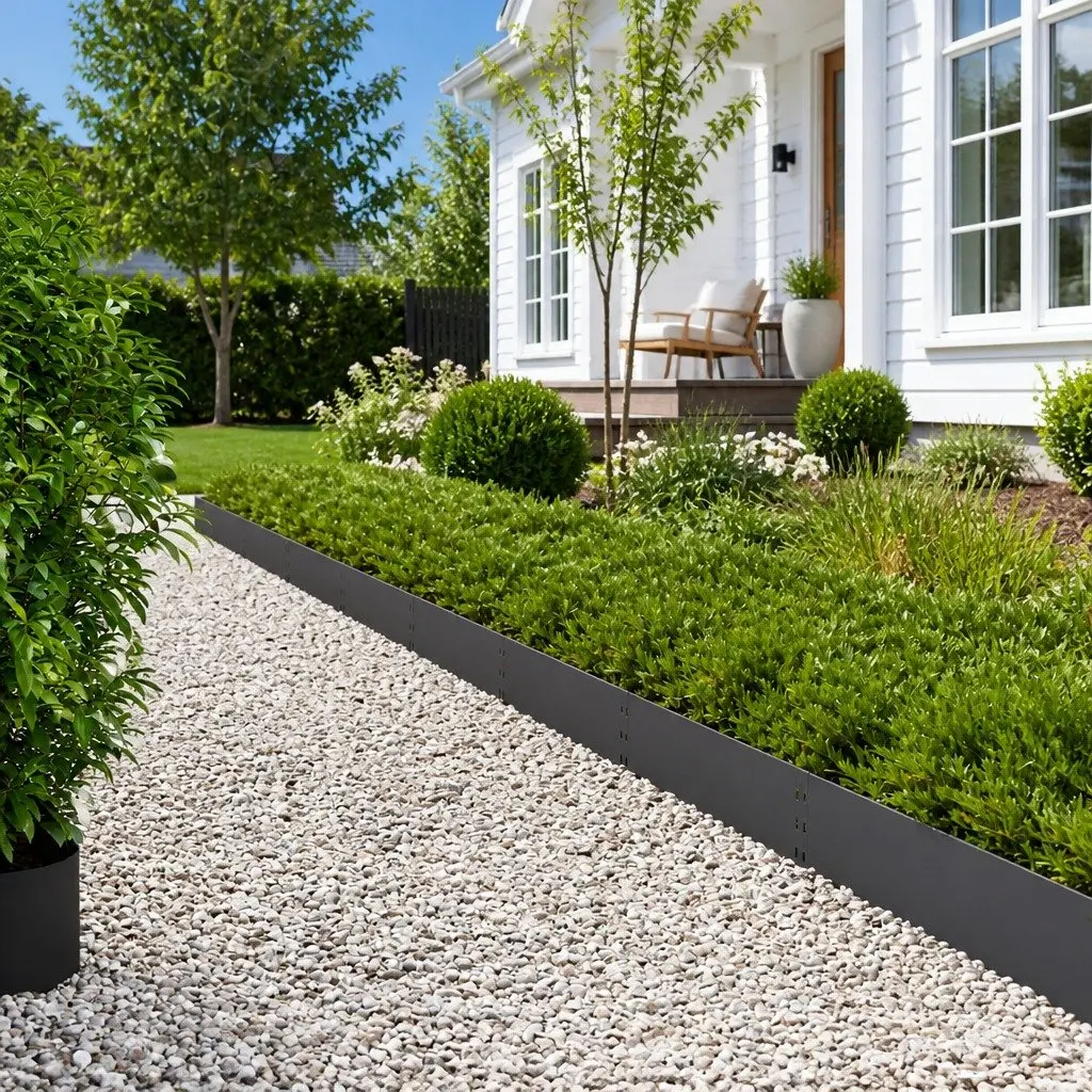 Garden Lawn Edging Steel Flexible Landscape Border 100x25cm Black 10 Piece