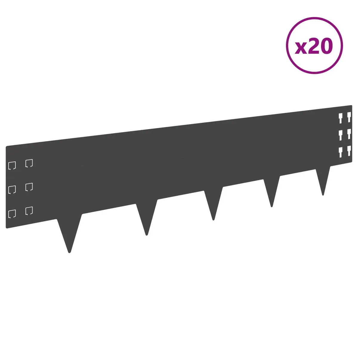 Steel Lawn Edging Garden Border 20 Pieces Flexible Black Landscape Boundary